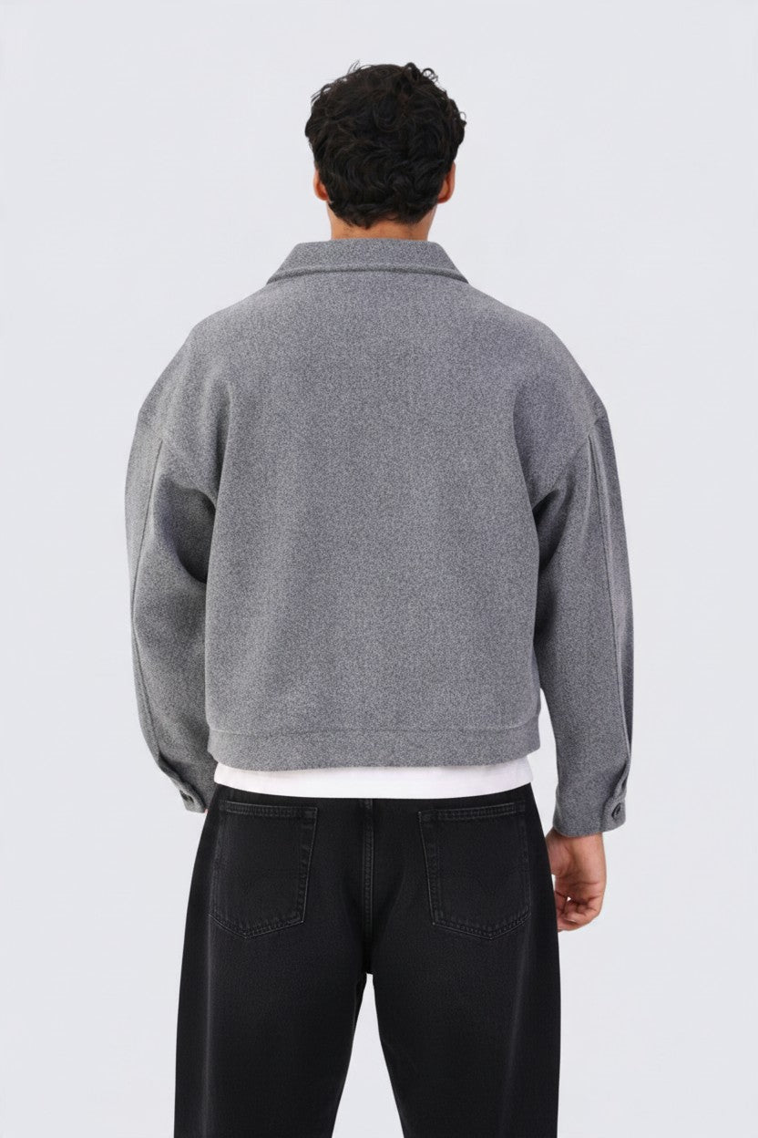 Zipper Wool Jacket Grey