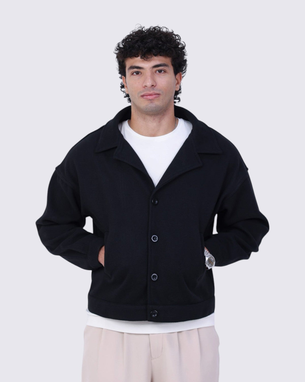 Box-Fit Wool Jacket Black