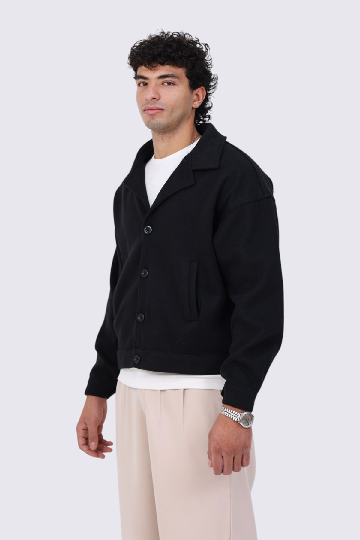 Box-Fit Wool Jacket Black