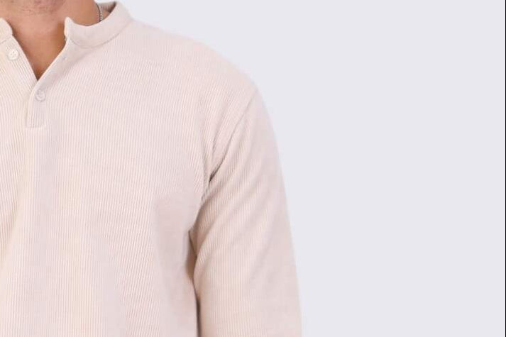 Ribbed Henely Beige