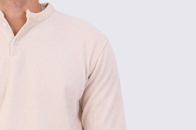 Ribbed Henely Beige