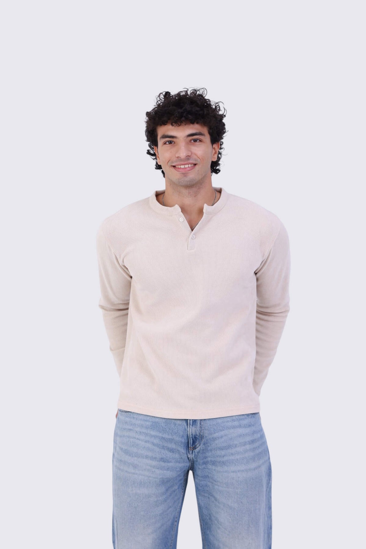 Ribbed Henely Beige
