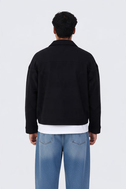 Zipper Wool Jacket Black