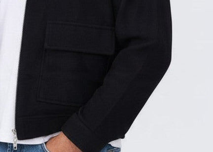 black zipper wool Jacket