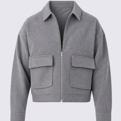 Zipper Wool Jacket Grey