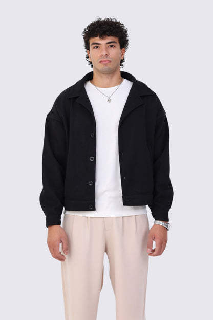 Box-Fit Wool Jacket Black