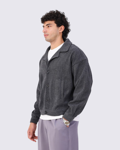 Box-Fit Wool Jacket Grey
