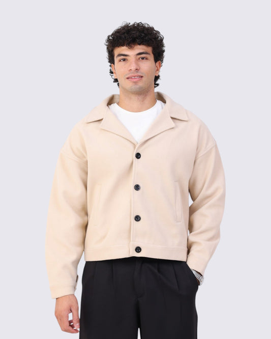 box fit beige wool jacket 