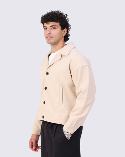 Box-Fit Wool Jacket Beige