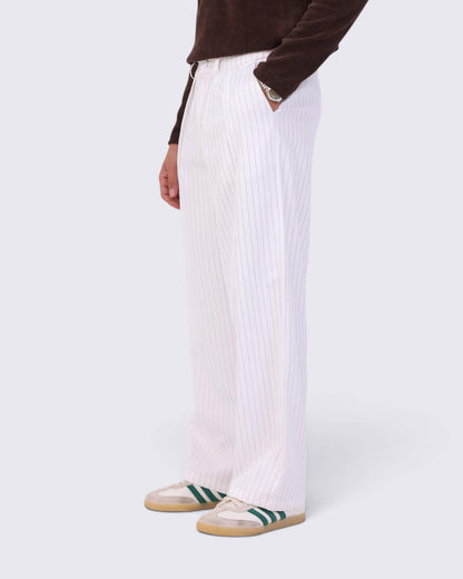 Stripped Old Money Pants White