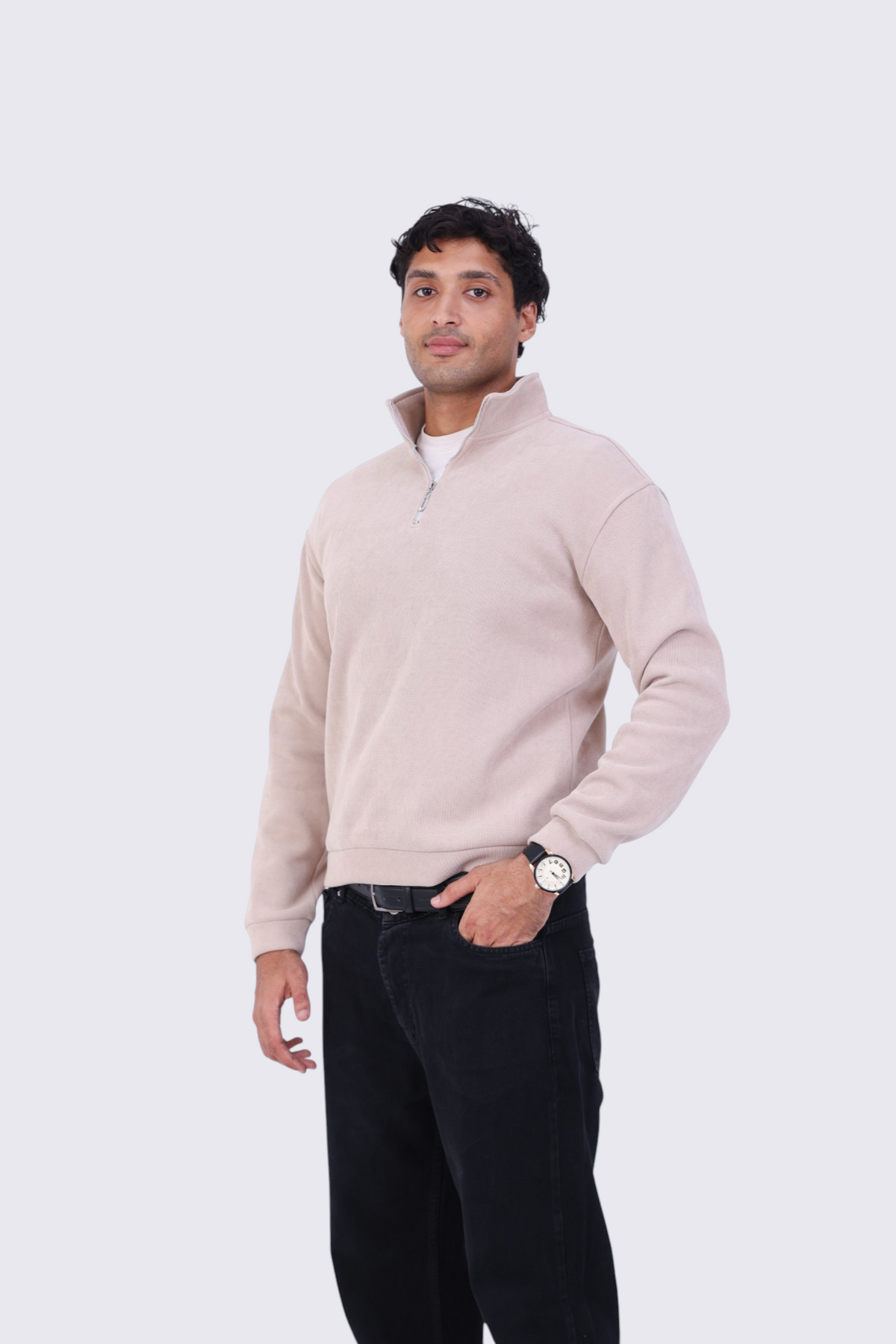Quarter Zipper - Beige