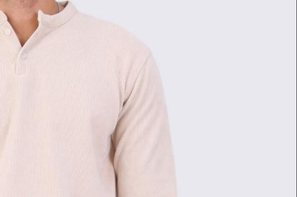 Ribbed Henely Beige