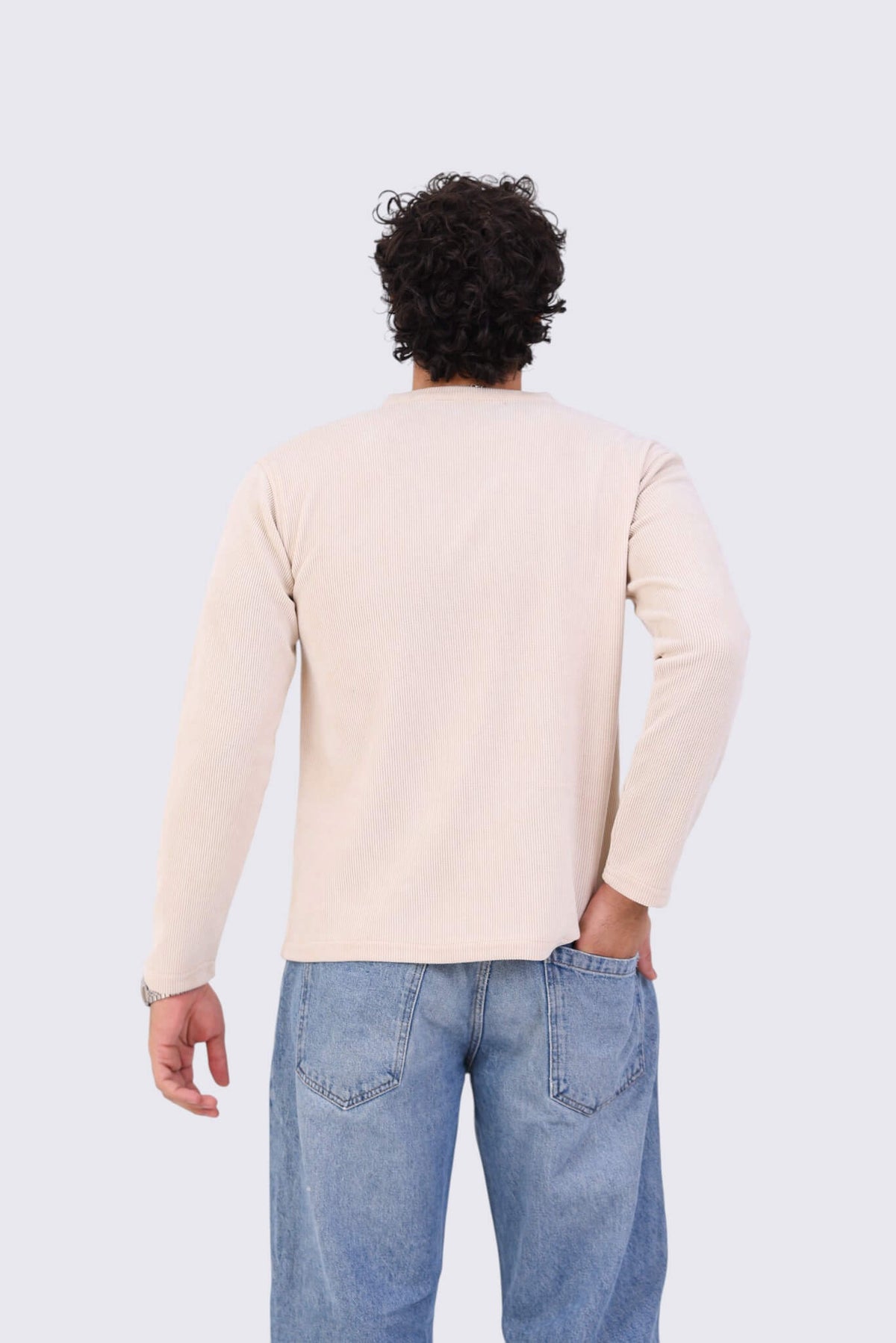 Ribbed Henely Beige