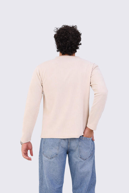 Ribbed Henely Beige
