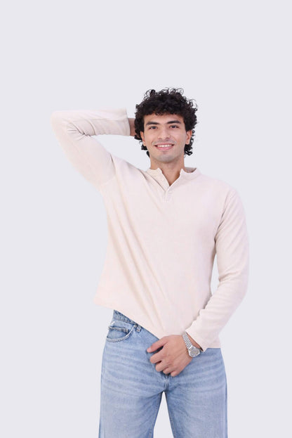 Ribbed Henely Beige
