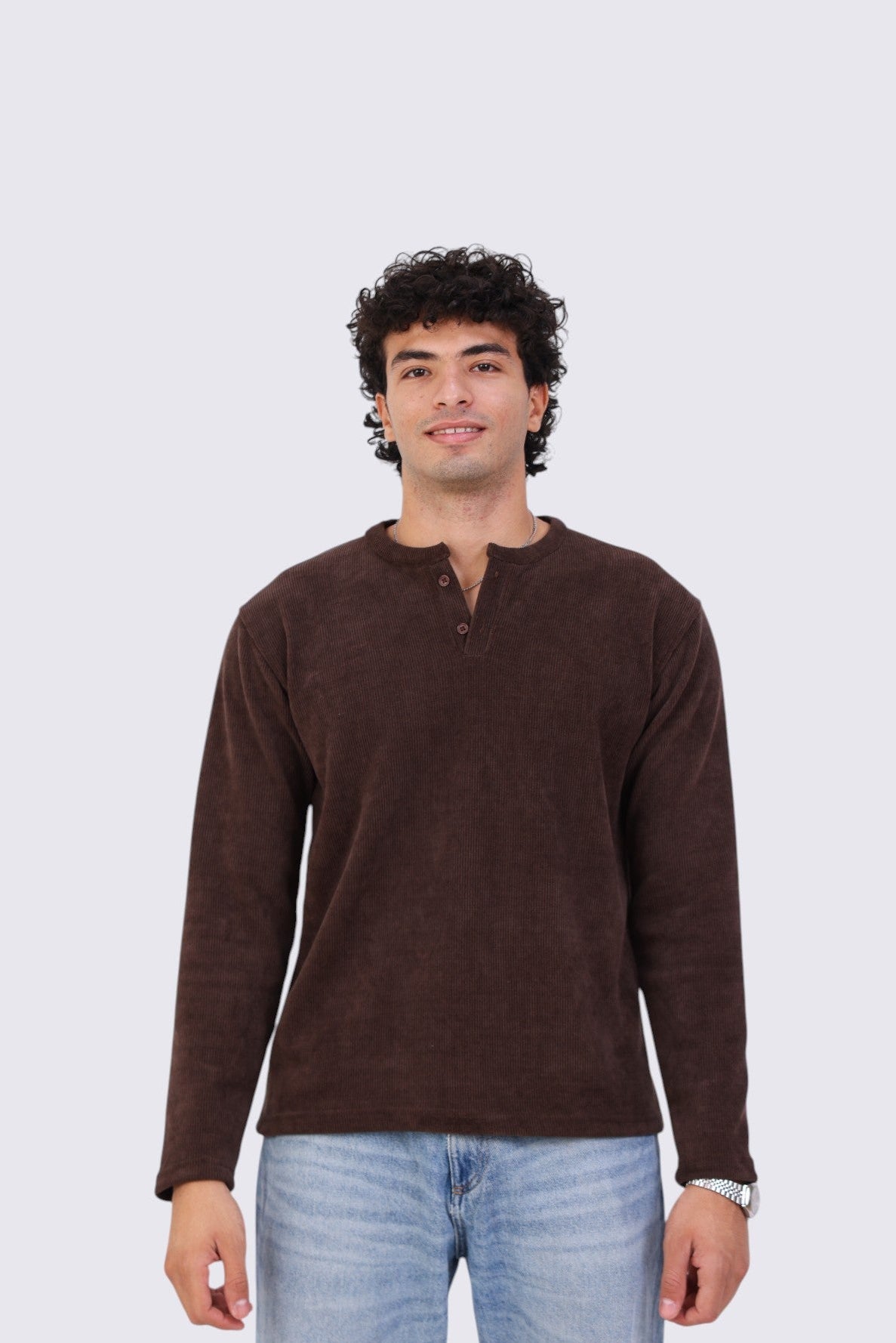 Ribbed Henely Brown