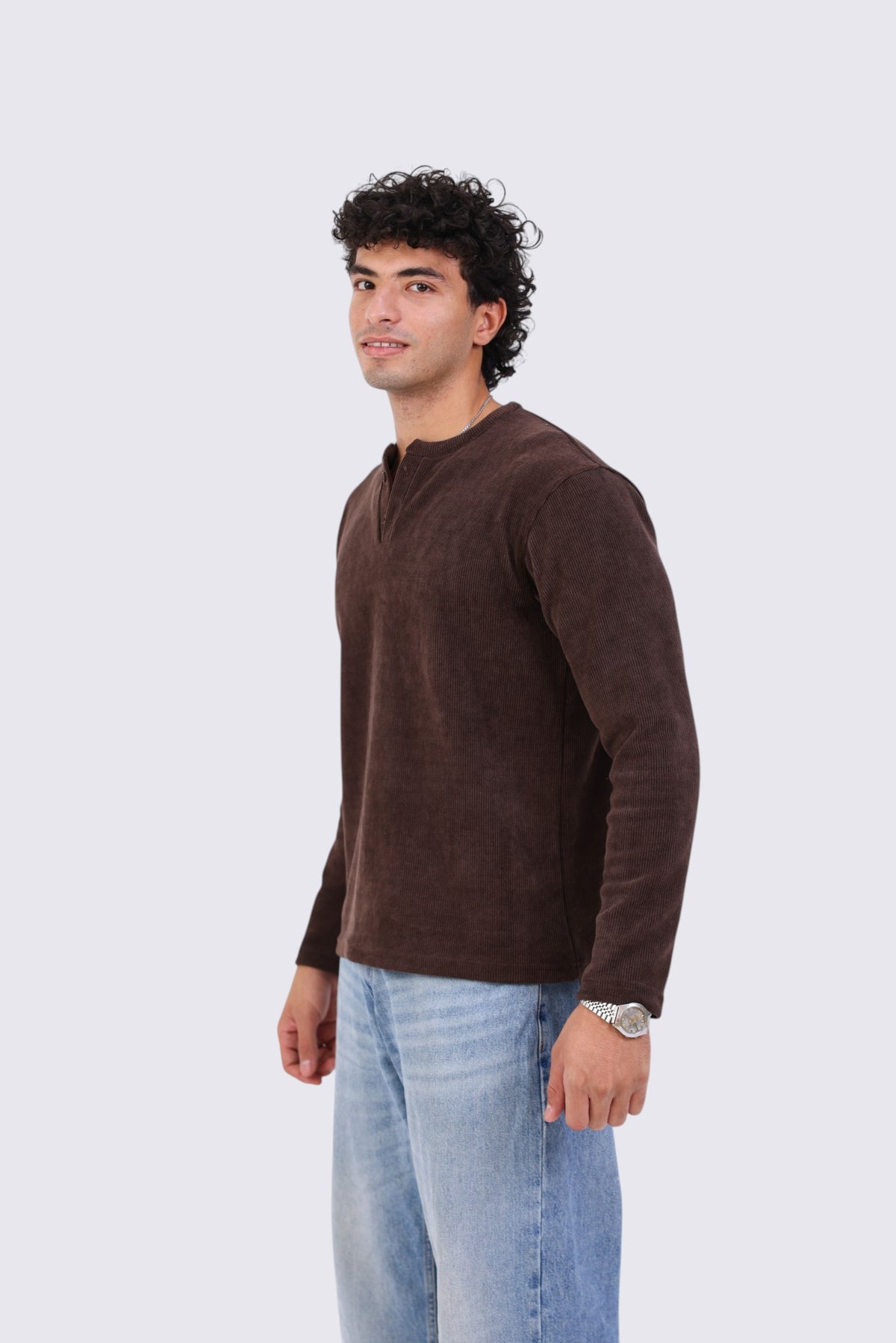Ribbed Henely Brown