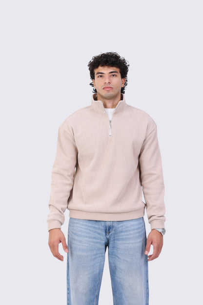 Quarter Zipper - Beige