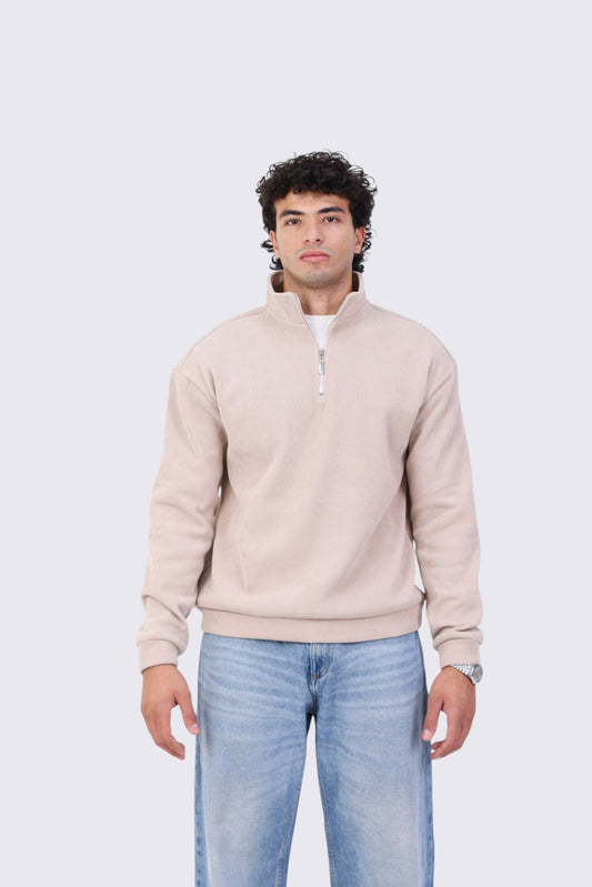 Quarter Zipper - Beige
