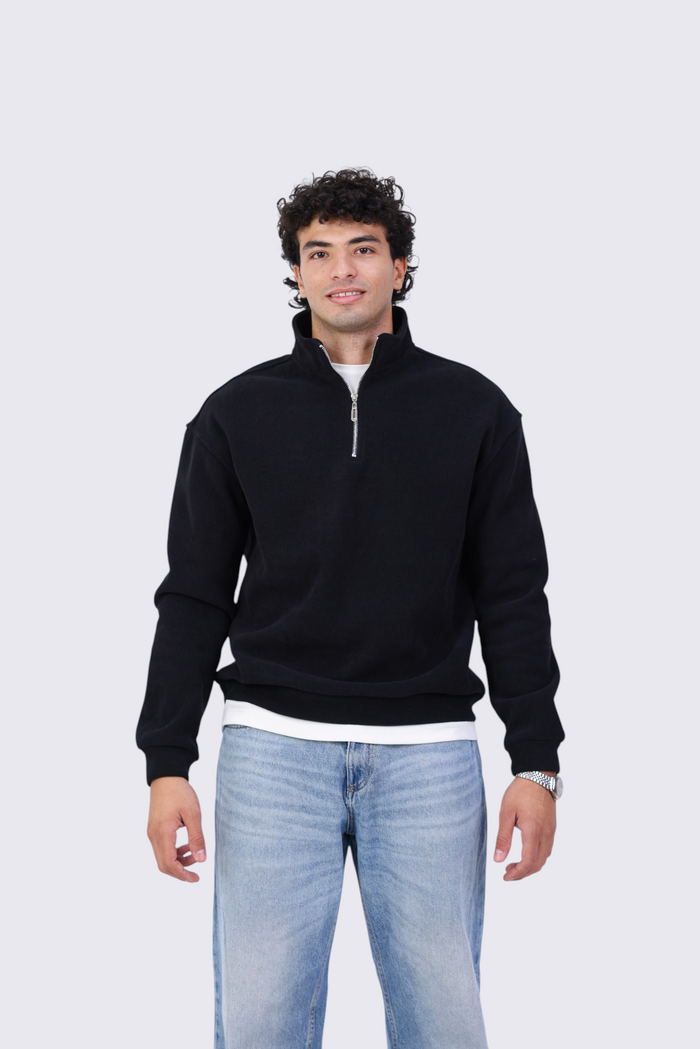 Quarter Zipper - Black