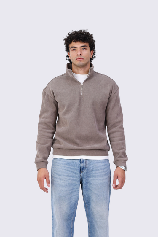 Quarter Zipper - Coffee