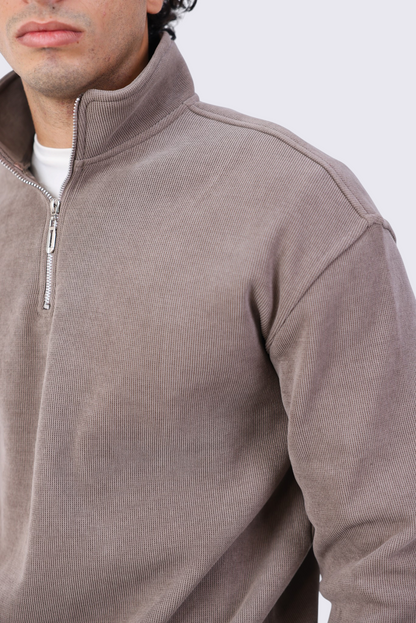 Quarter Zipper - Coffee
