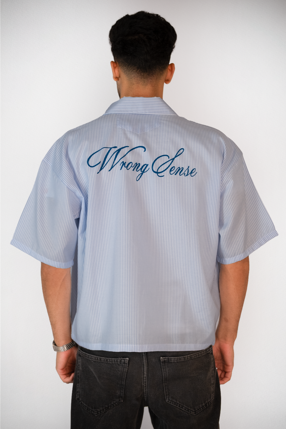 Coastal Script Stripe Shirt – Sky Blue