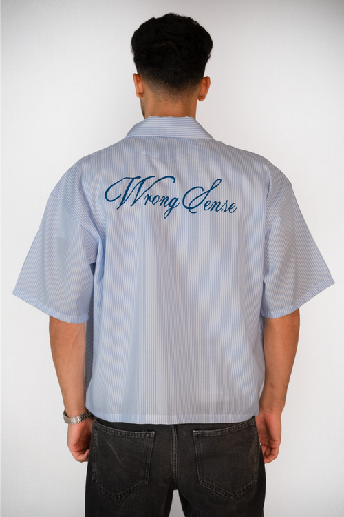 Coastal Script Stripe Shirt – Sky Blue