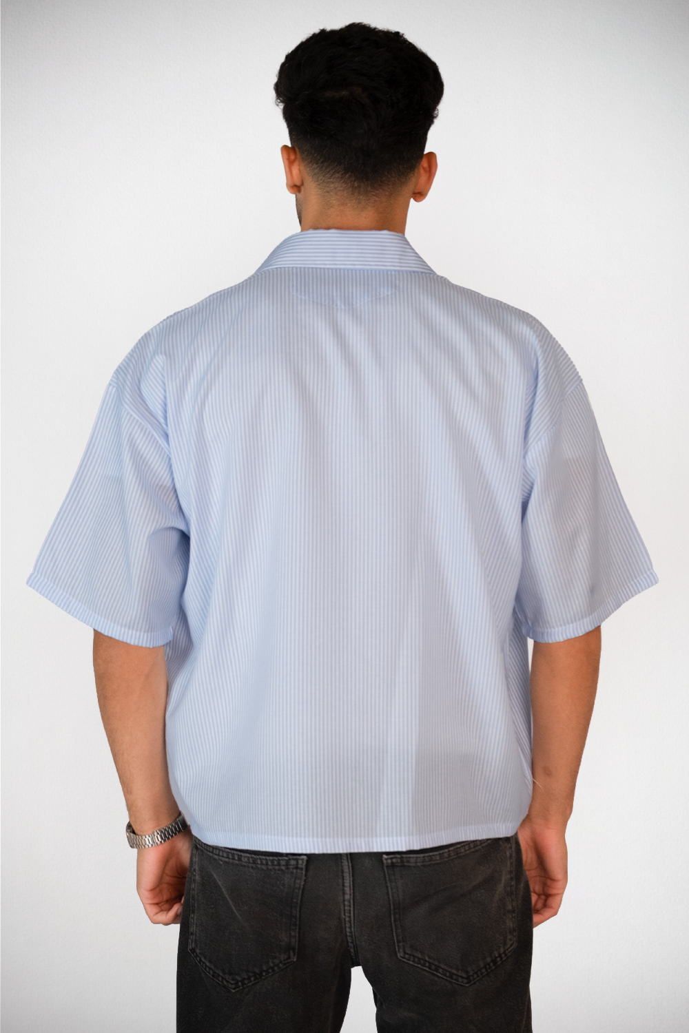 Skyline Pinstripe Boxy Shirt – Sky Blue