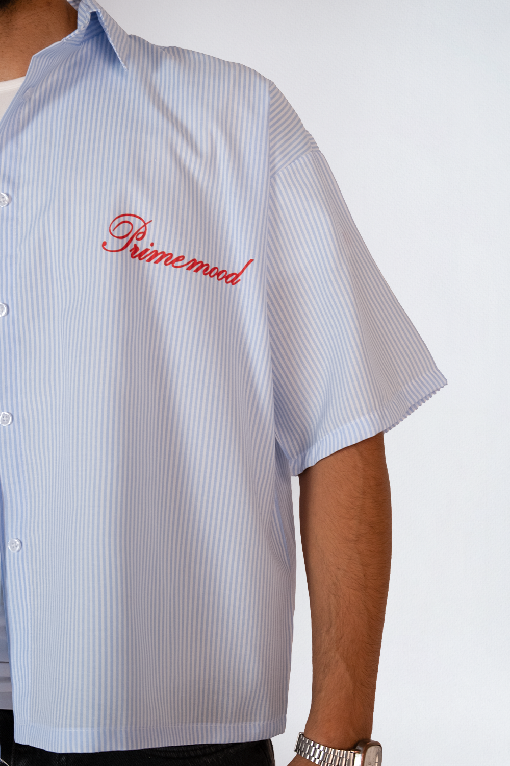 Skyline Pinstripe Boxy Shirt – Sky Blue