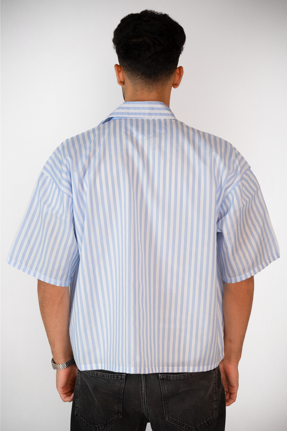 Harbor Stripe Boxy Shirt – Sky Blue