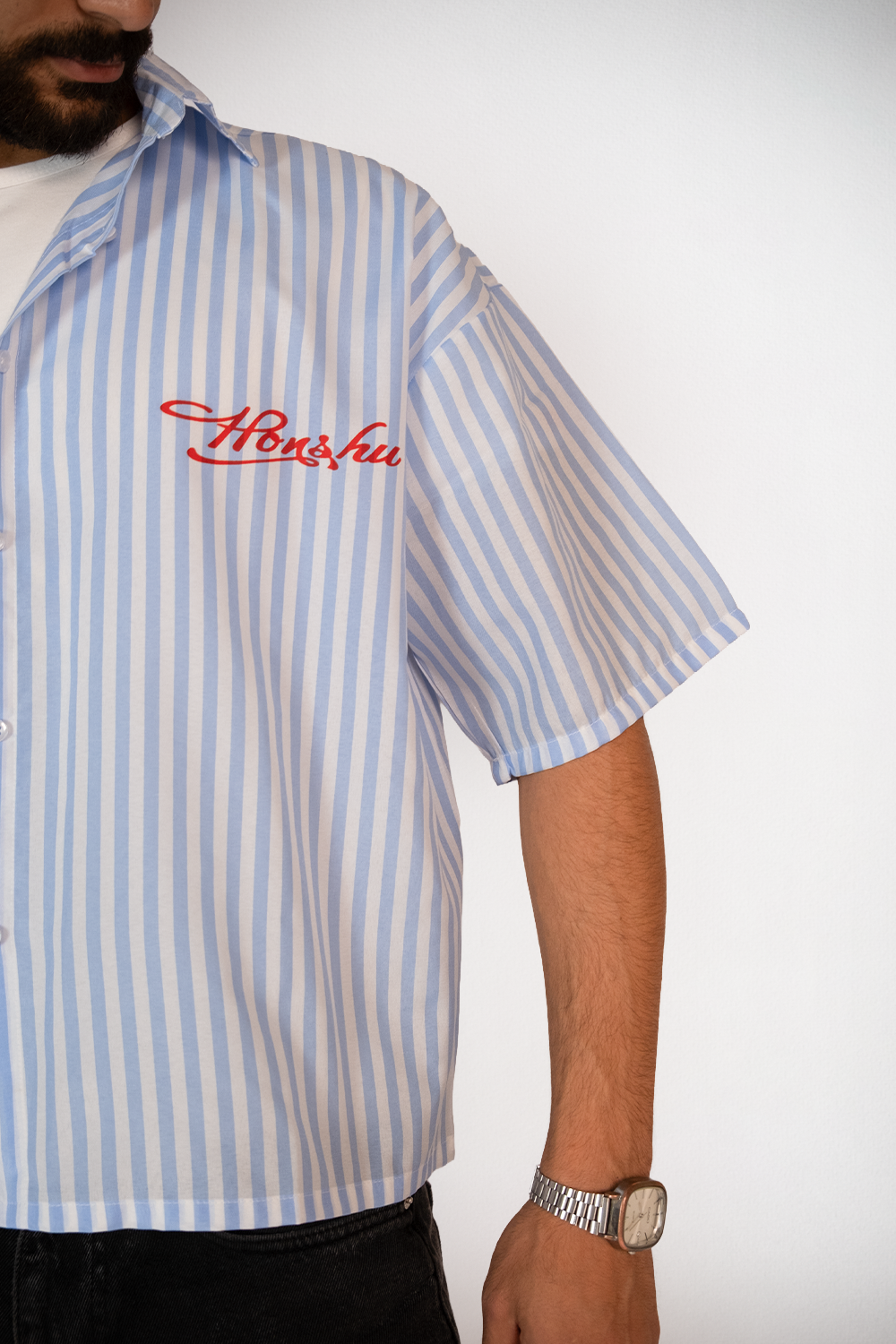 Harbor Stripe Boxy Shirt – Sky Blue