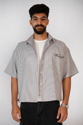 Midnight Script Stripe Shirt – Charcoal