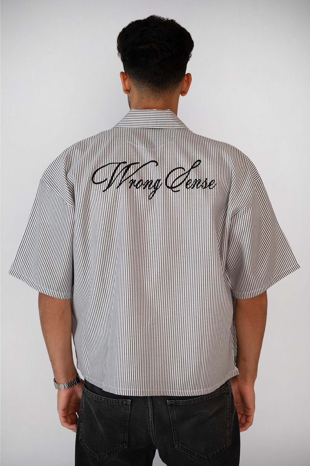 Midnight Script Stripe Shirt – Charcoal