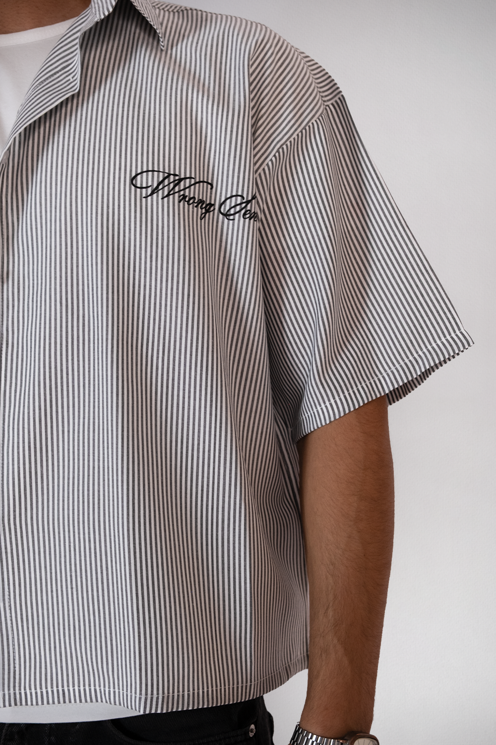 Midnight Script Stripe Shirt – Charcoal