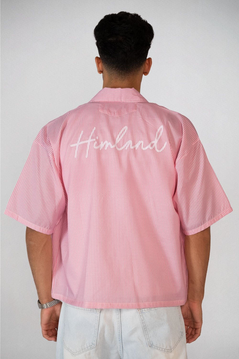 Himland Oversized Striped Shirt – Pink