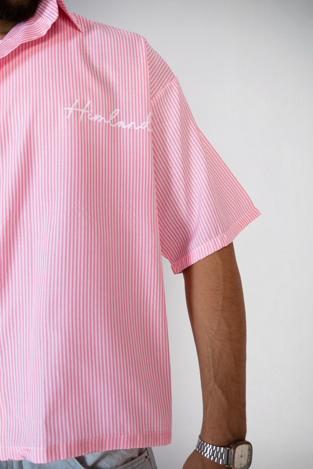 Himland Oversized Striped Shirt – Pink