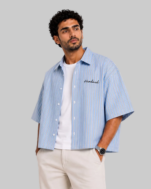 Boxy fir shirt men stripped lue