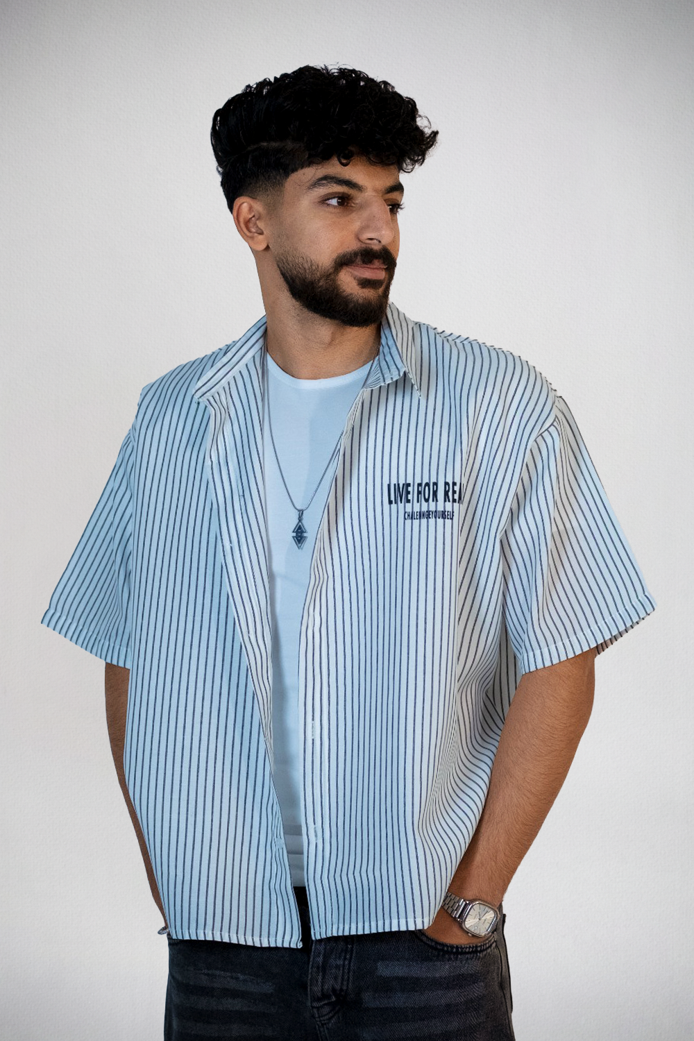 Live For Real-Box Fit-Striped Shirt