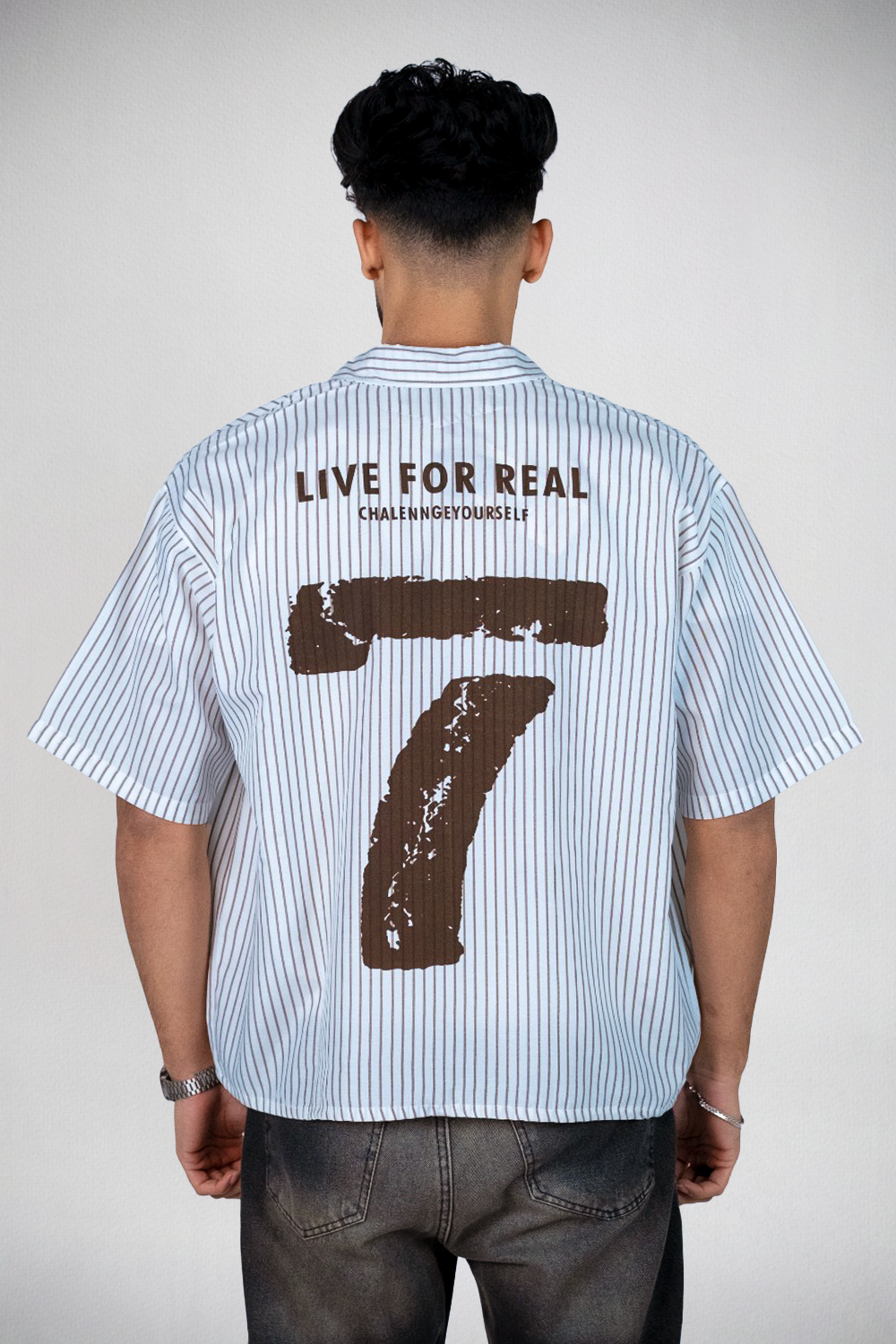 Live For Real-Box Fit-Striped Shirt
