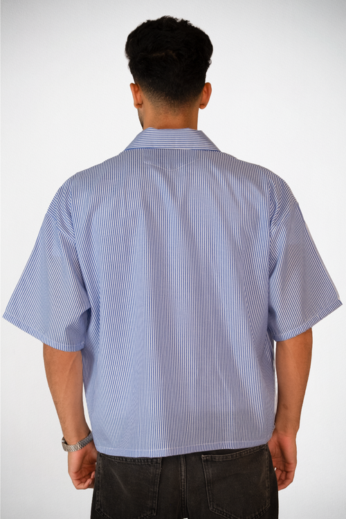 Harbor Stripe Boxy Shirt – Blue