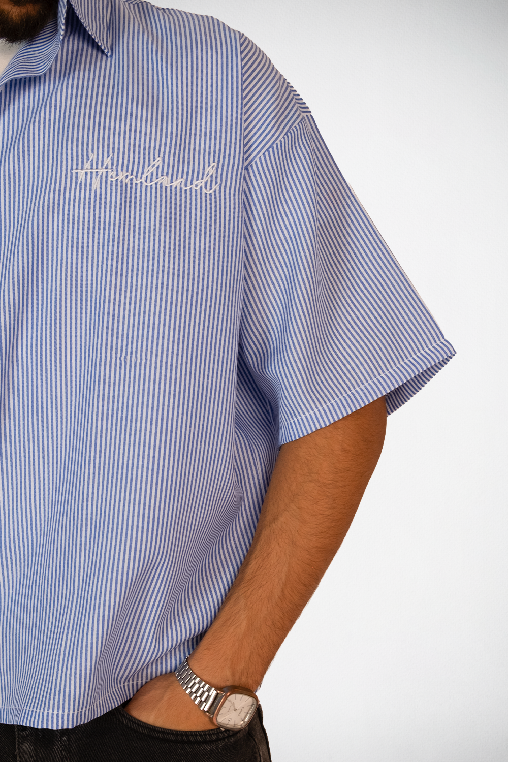Harbor Stripe Boxy Shirt – Blue