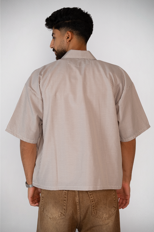 Harbor Stripe Boxy Shirt – Sand