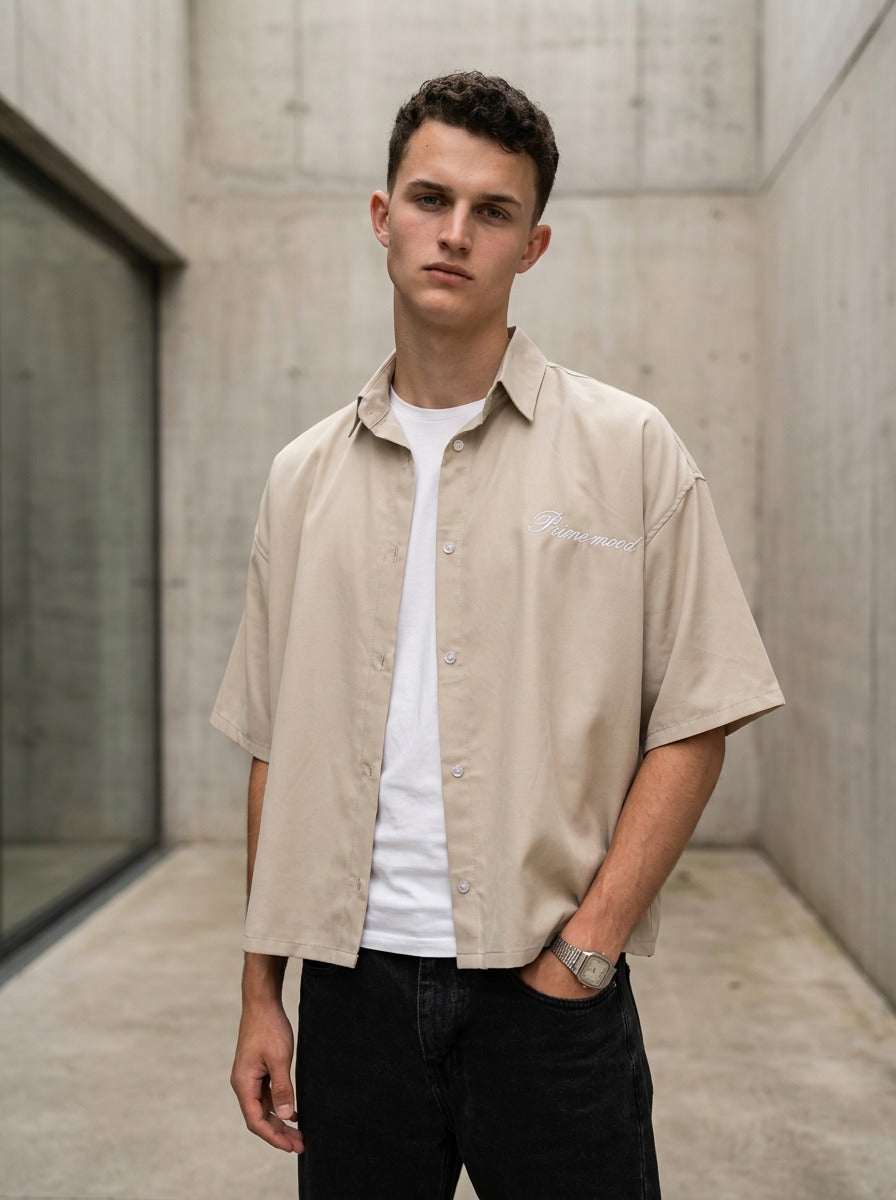 Prime mood box fit Shirt – Beige