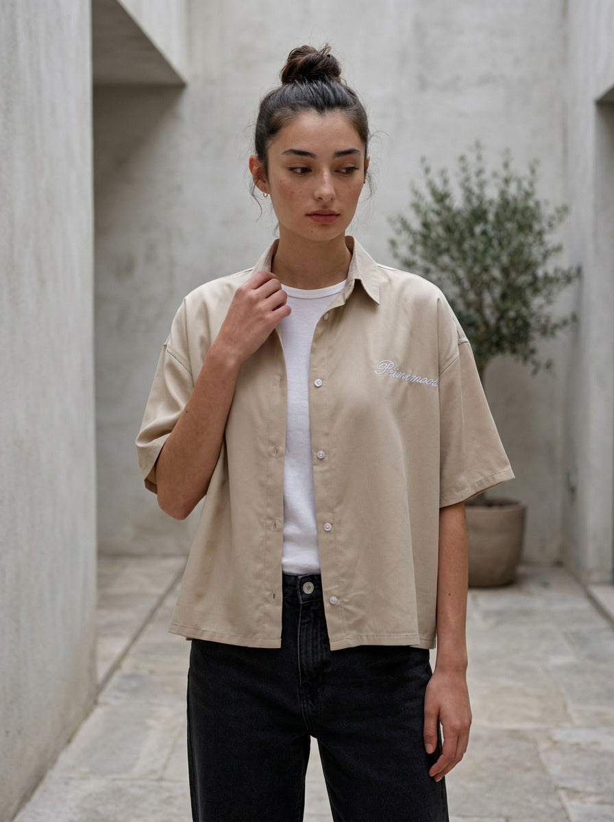 Prime mood box fit Shirt – Beige
