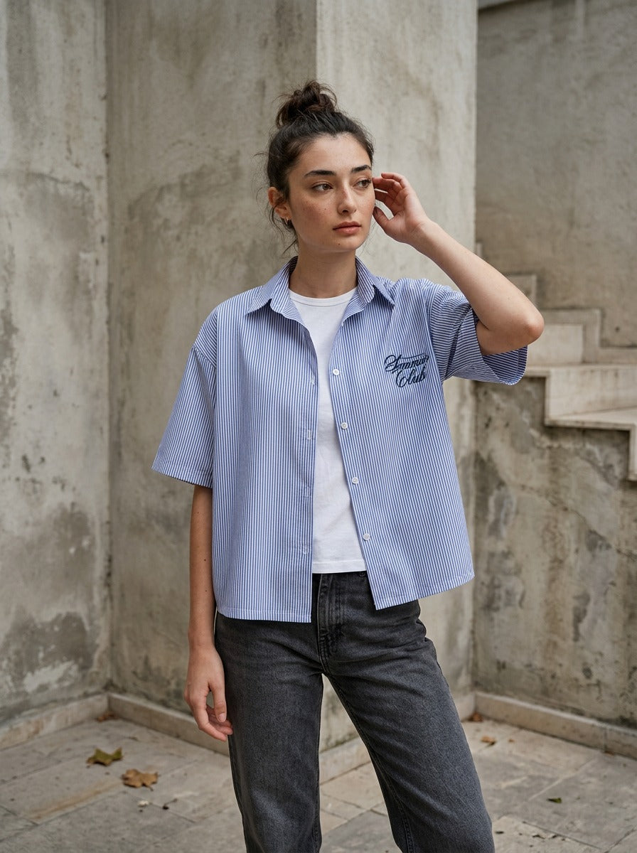 summer club box fit Shirt – Blue