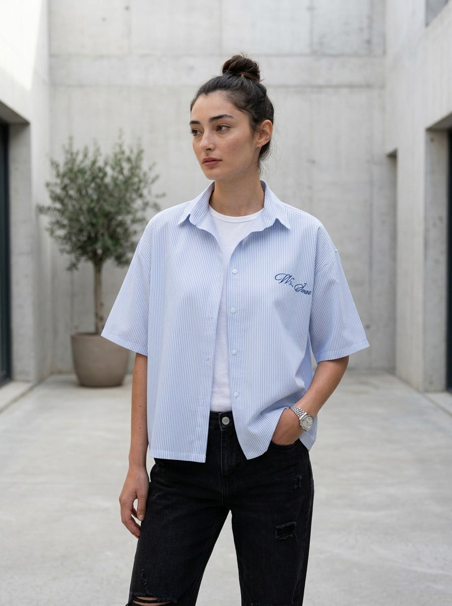 Wrong Sense box fit shirt – Blue