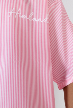 Himland Oversized Striped Shirt – Pink