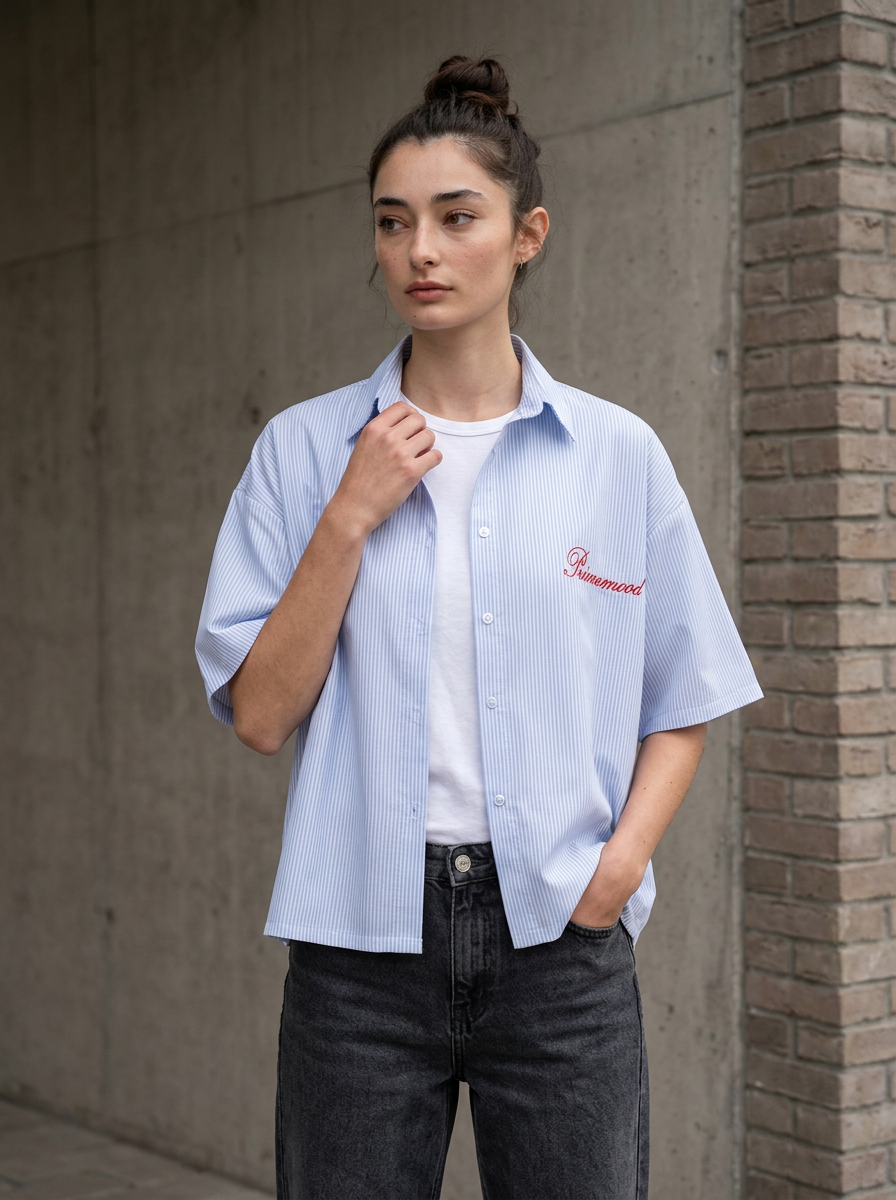 prime mood box fit Shirt – Blue