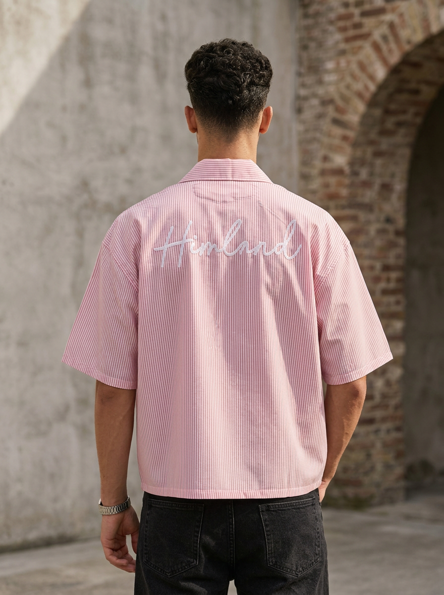 Himland Oversized Striped Shirt – Pink